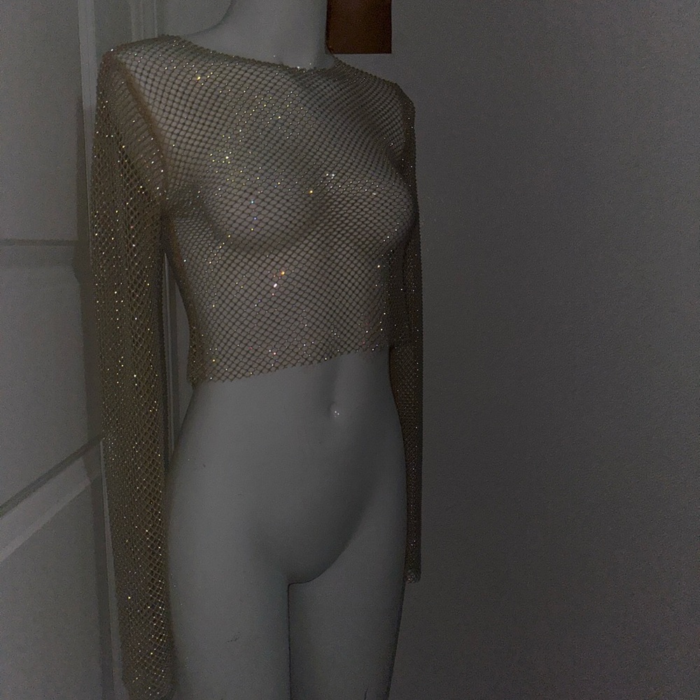 Sheer Glitter Mesh Top